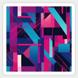 Cubist Harmony: Modern Geometric Dance in Pink, Blue, and Violet Sticker